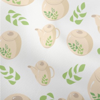 Green Leaf Teapot Teacup Dobby