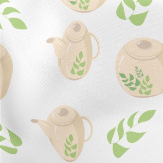 Green Leaf Teapot Teacup Stretch Ponte