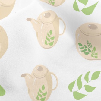Green Leaf Teapot Teacup Micro Fleece
