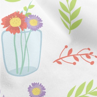 Transparent Vase Flowers Micro Fleece