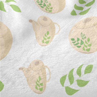 Green Leaf Teapot Teacup Minky