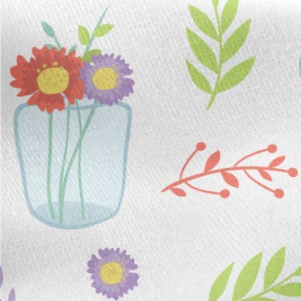 Transparent Vase Flowers Jersey Backed Fleece