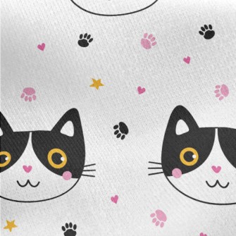 Shy Blushing Black Cat Jersey Backed Fleece