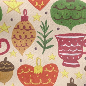 Christmas Tree Decorations Jersey Backed Fleece