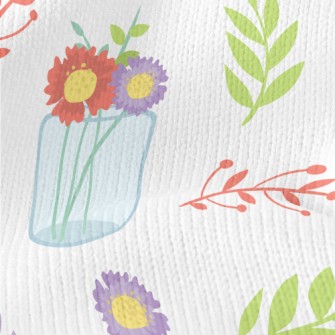 Transparent Vase Flowers Stretch Jersey