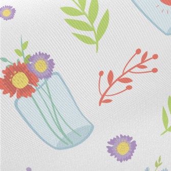 Transparent Vase Flowers Midweight Cotton Poplin