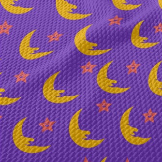 Smiling Crescent Moon Birdseye Piqué