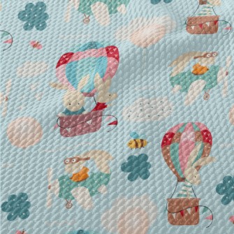 Rabbit Hot Air Balloon Birdseye Piqué