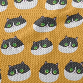 Super Cute Big-eyed Kitten Birdseye Piqué