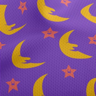 Smiling Crescent Moon Athletic Mesh Flat Back