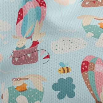 Rabbit Hot Air Balloon Athletic Mesh Flat Back