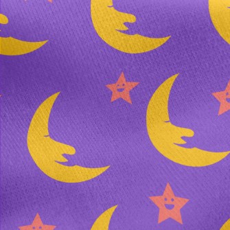 Smiling Crescent Moon Jersey Backed Fleece
