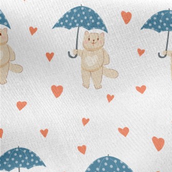 Love Umbrella Cat Jersey Backed Fleece