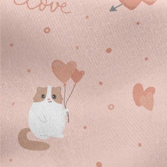 Heart Cat With Arrows Jersey Backed Fleece