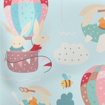 Rabbit Hot Air Balloon Lightweight Cotton Poplin