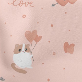 Heart Cat With Arrows Lightweight Cotton Poplin