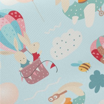 Rabbit Hot Air Balloon Midweight Cotton Poplin