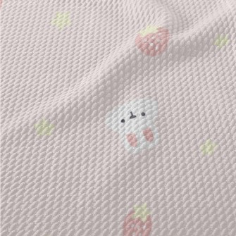 Pink And Cute Strawberry Rabbi Birdseye Piqué