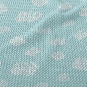 Hand Drawn White Clouds Birdseye Piqué
