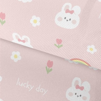 Cute And Cute Rabbit With Bow Waterproof Oxford