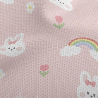 Cute And Cute Rabbit With Bow Athletic Mesh Flat Back