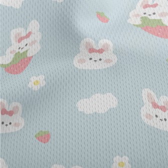 Cute Rabbit And Strawberry Athletic Mesh Flat Back