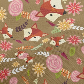 Colorful Flowers And Foxes Performance Linen