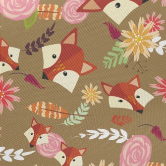 Colorful Flowers And Foxes Twill