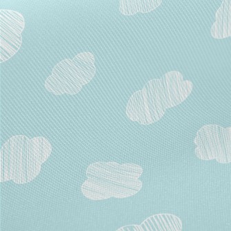 Hand Drawn White Clouds Twill