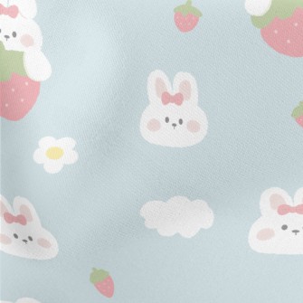 Cute Rabbit And Strawberry Stretch Ponte