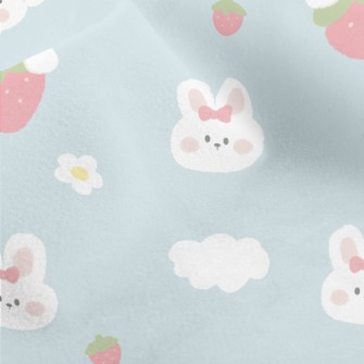 Cute Rabbit And Strawberry Micro Fleece