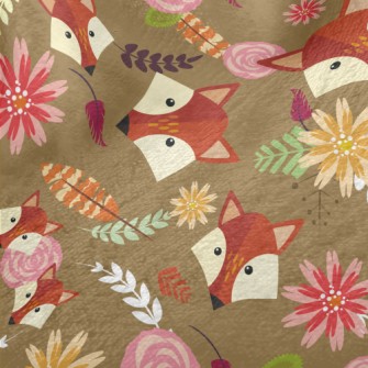 Colorful Flowers And Foxes Minky