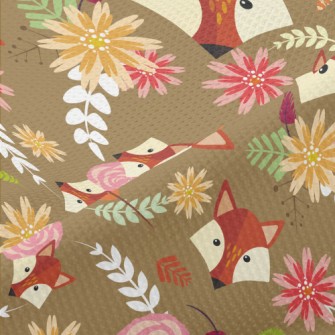Colorful Flowers And Foxes Piqué