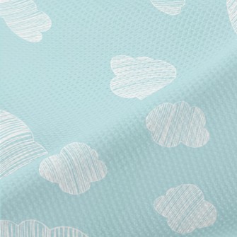 Hand Drawn White Clouds Piqué