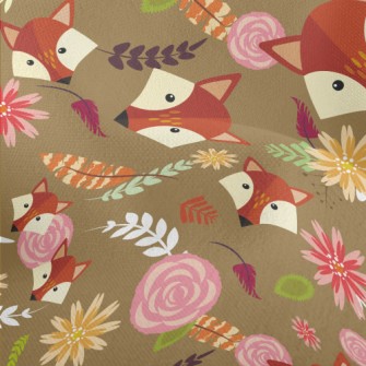 Colorful Flowers And Foxes Lightweight Performance Linen