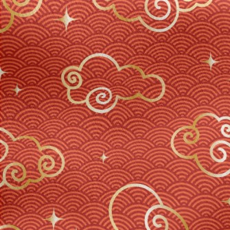 Joyful Golden Clouds Jersey Backed Fleece