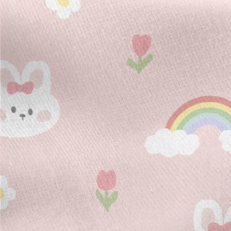 Cute And Cute Rabbit With Bow Jersey Backed Fleece
