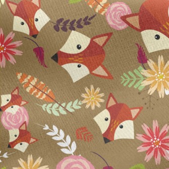 Colorful Flowers And Foxes Jersey Backed Fleece