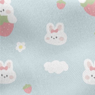Cute Rabbit And Strawberry Jersey Backed Fleece