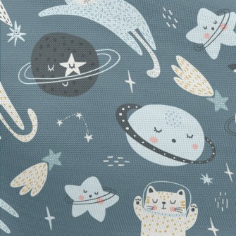 Cats And Solar Systems Sleepin Pongee