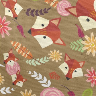 Colorful Flowers And Foxes Pongee