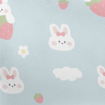 Cute Rabbit And Strawberry Pongee