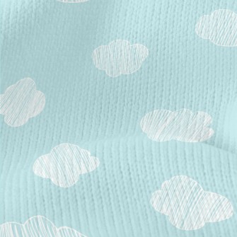 Hand Drawn White Clouds Stretch Jersey
