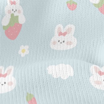 Cute Rabbit And Strawberry Stretch Jersey