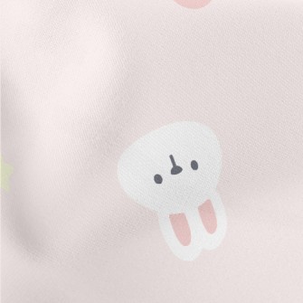 Pink And Cute Strawberry Rabbi Lightweight Cotton Poplin