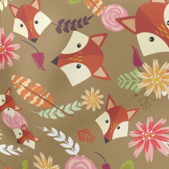 Colorful Flowers And Foxes Lightweight Cotton Poplin