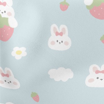 Cute Rabbit And Strawberry Lightweight Cotton Poplin