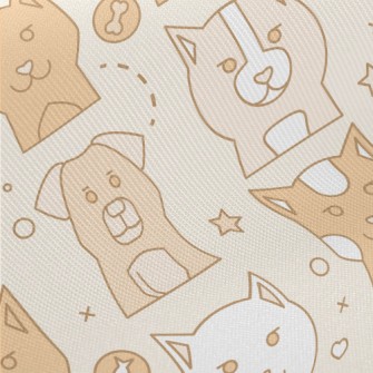 Simple Cute Dog Midweight Cotton Poplin