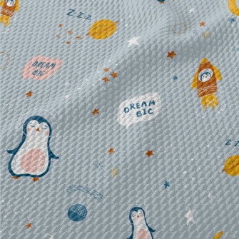 Penguins Floating In Space Birdseye Piqué