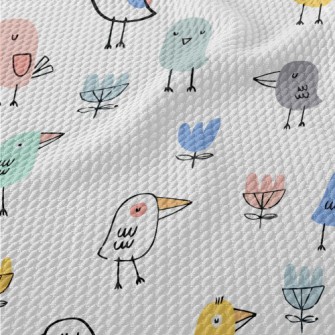 Funny And Cute Birds Birdseye Piqué